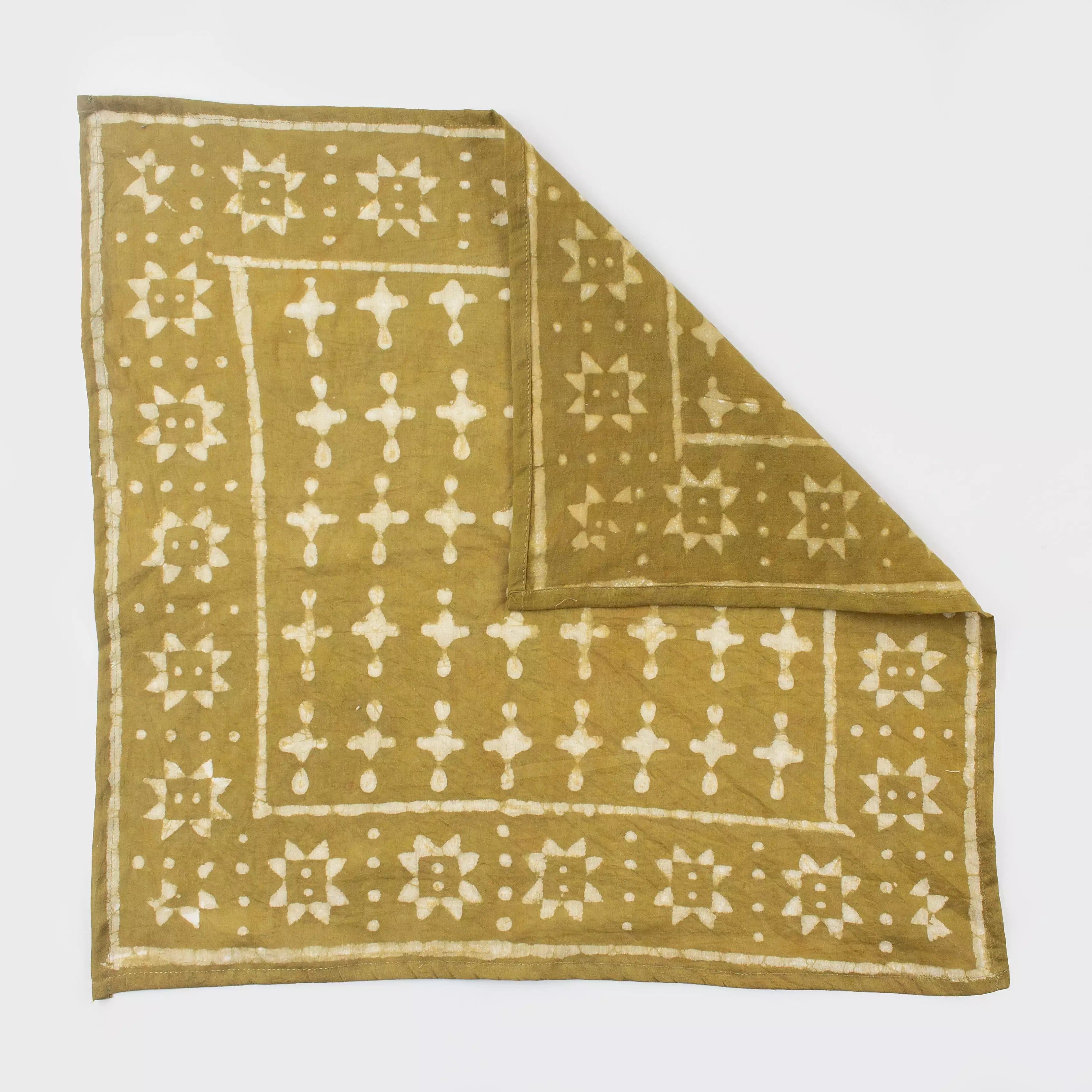 Soft Green Hand Block Print Cotton Bandana for Men 626